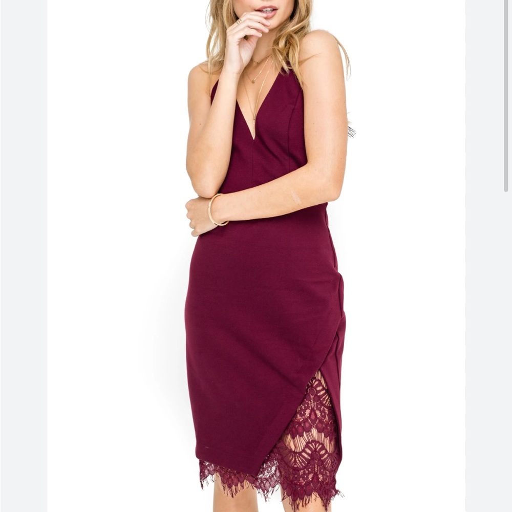 Maroon lace detail holiday dress